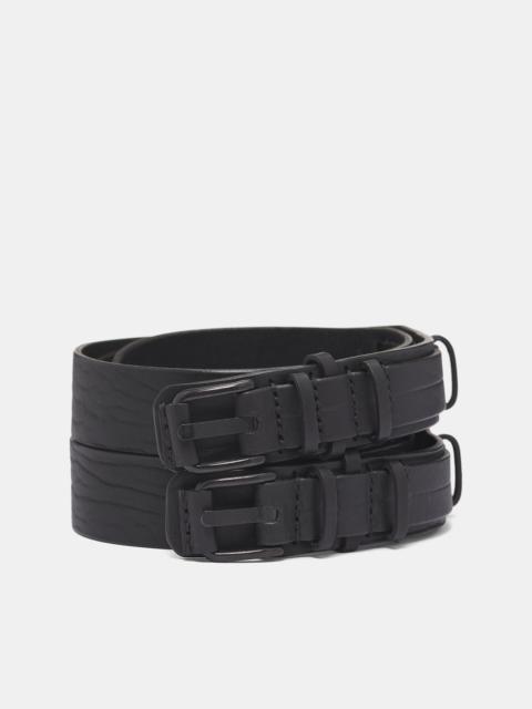 Black Leather Double Buckle Belt