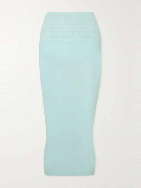 Pointelle-knit midi skirt