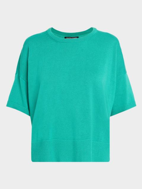 Crewneck Elbow-Sleeve Sweater