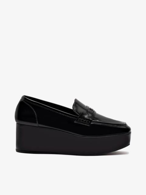 Suki Flatform Loafer In Black Box Leather