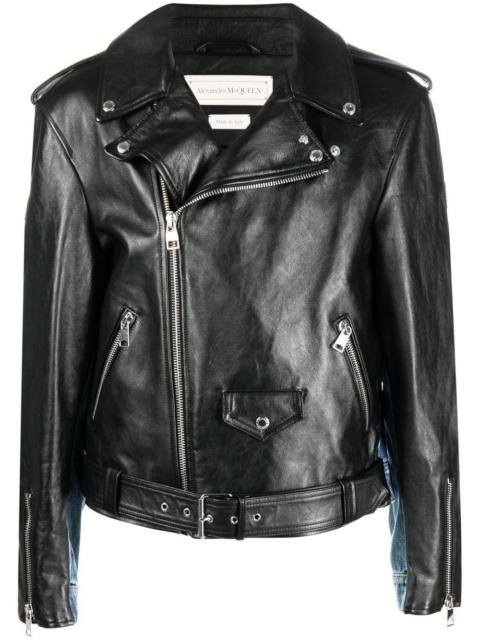 panelled biker jacket