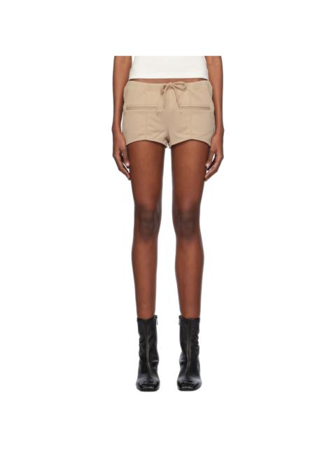Beige Interlock Mini Shorts