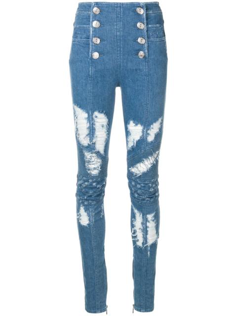 button-front skinny jeans