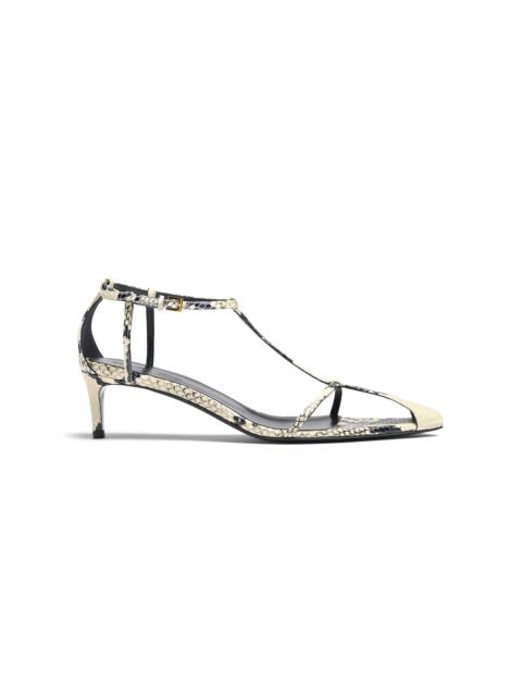 Bella T-Strap Python-Effect Leather Sandals python