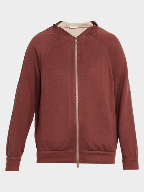 Monili Stripe Cotton-Silk Zip Jacket