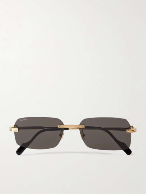 Rimless Rectangular-Frame Gold-Tone Sunglasses
