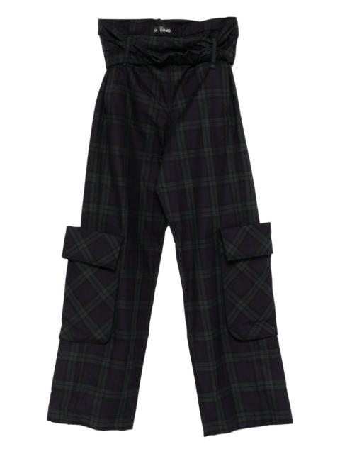 rolled-waist tartan cargo pants