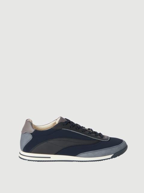 Techno fabric and nubuck sneakers