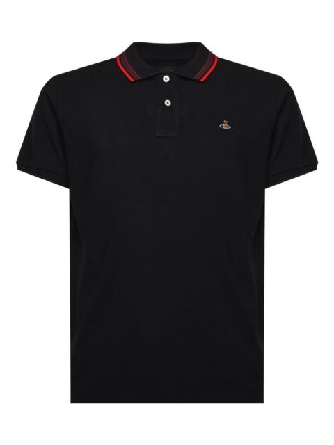 striped-collar polo shirt