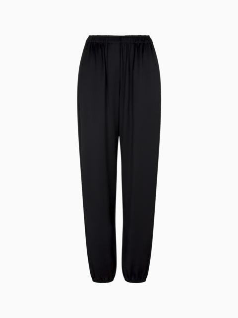 Straight-cut silk trousers with crystal piping