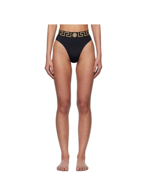 Black Greca Border High Waist Bikini Bottom