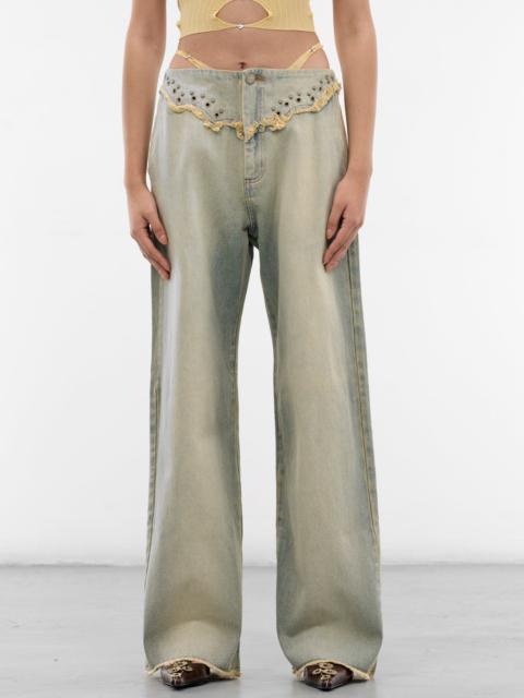 Blue G-String Rivets Bend Jeans