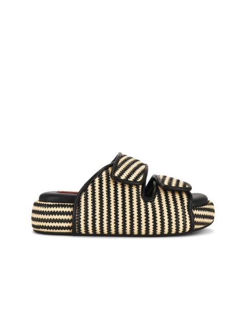 Stripe Raffia Cro Slide