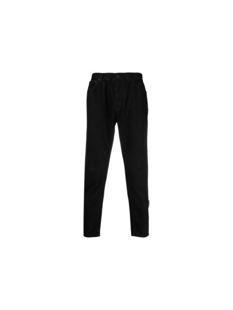 OFF-WHITE High Rise Cropped Straight Leg Jeans Black