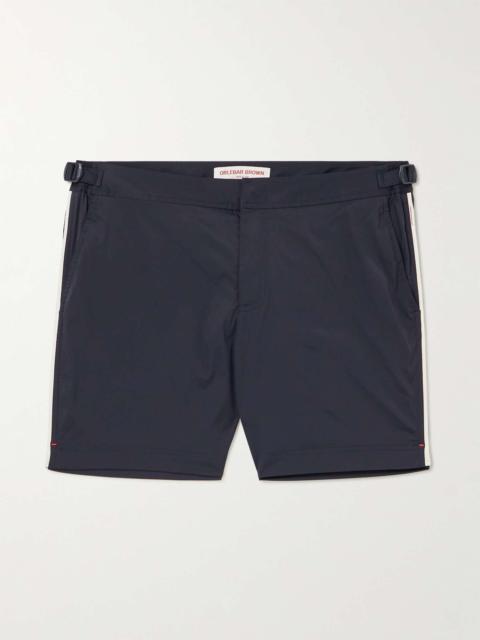 Bulldog Straight-Leg Mid-Length Striped Swim Shorts