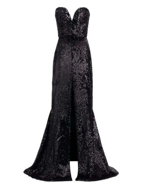sequin-embellished strapless maxi dress