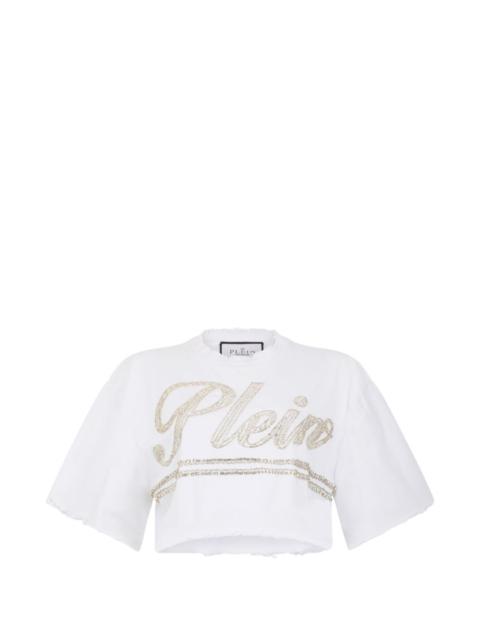 strass signature cropped T-shirt