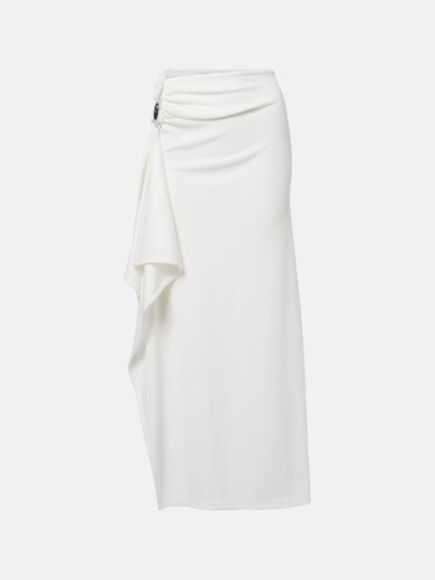 Ribbed-knit draped maxi skirt