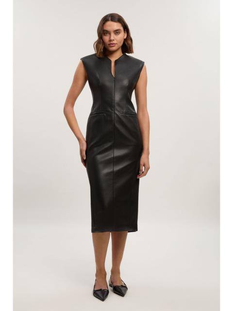 Faux Leather Tailored Pencil Dress