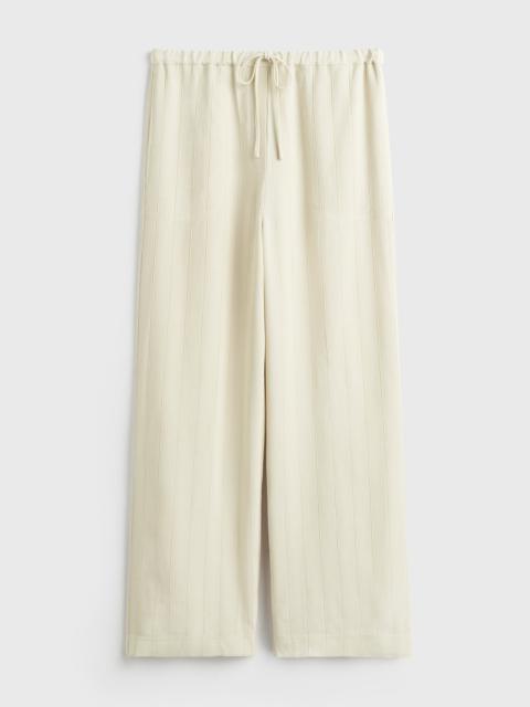 Woven stripe drawstring trousers ecru