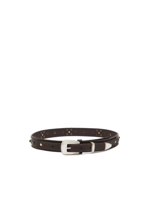 studded grained-leather belt