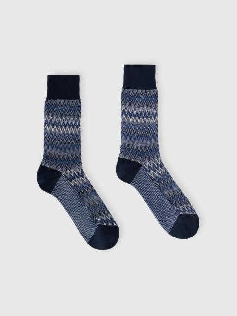 Mid-length cotton-blend zigzag socks