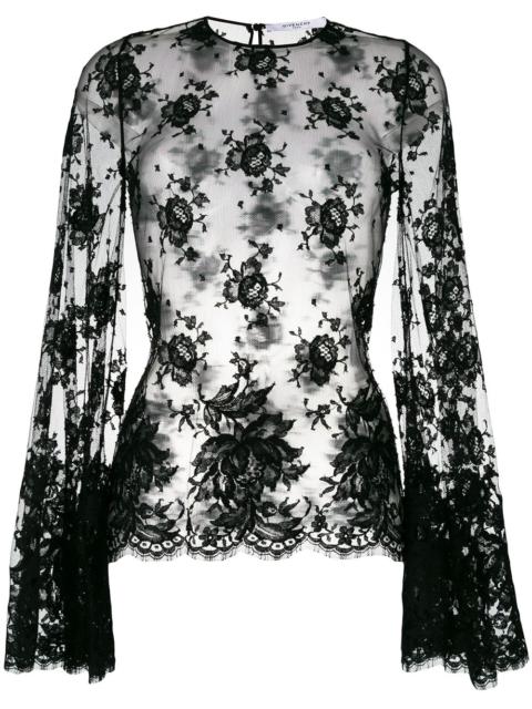 sheer floral lace blouse
