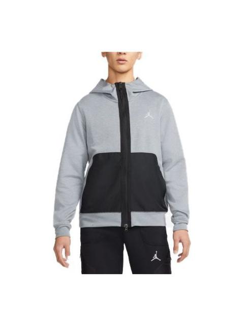 Men's Air Jordan Contrasting Colors Pocket Sports Hooded Cardigan Jacket Gray DJ0876-091