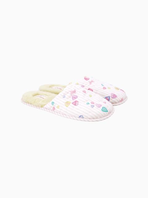 LoveShackFancy x Roller Rabbit Candy Heart Stripe Quilted Slippers