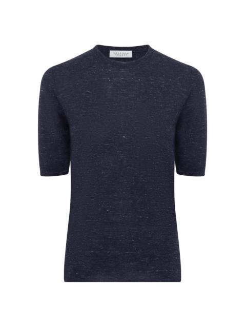 Chryse Knit T-Shirt in Navy Cashmere Silk with Hemp