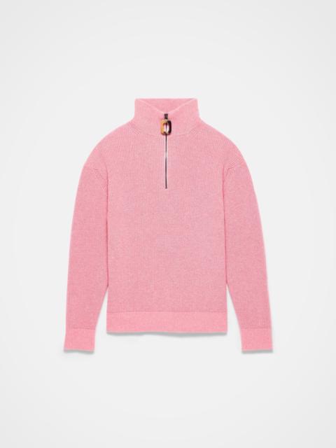 MENS HALF ZIP JUMPER IN BUBBLEGUM