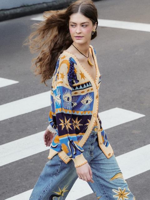 Mixed Mystical Ainika Buttoned Knit Cardigan