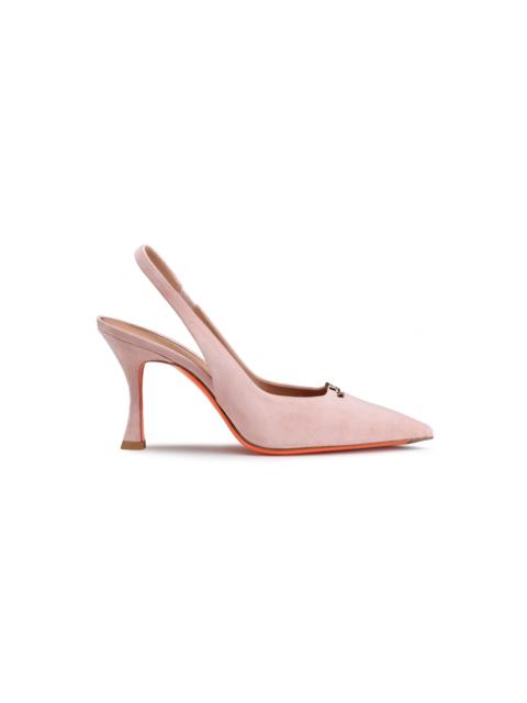 Women's pink suede high-heel slingback