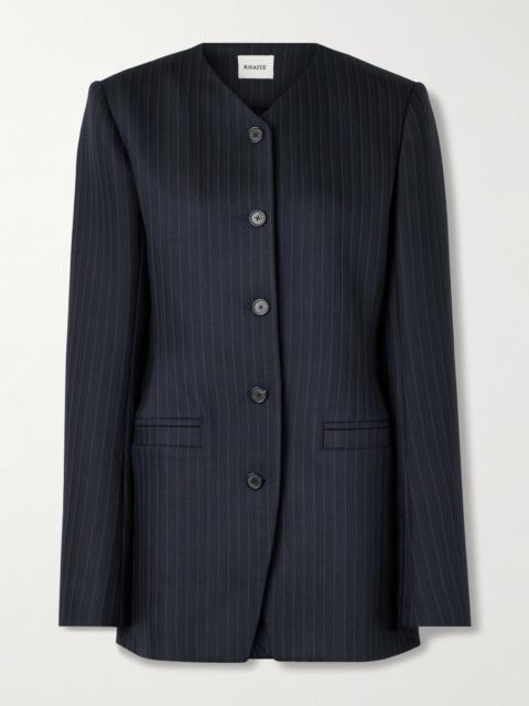 Naran Pinstriped Herringbone Woven Blazer
