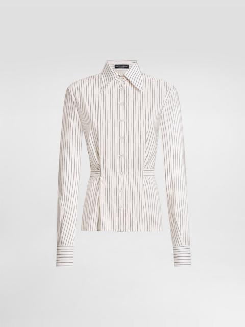 Pinstripe silk and cotton shirt