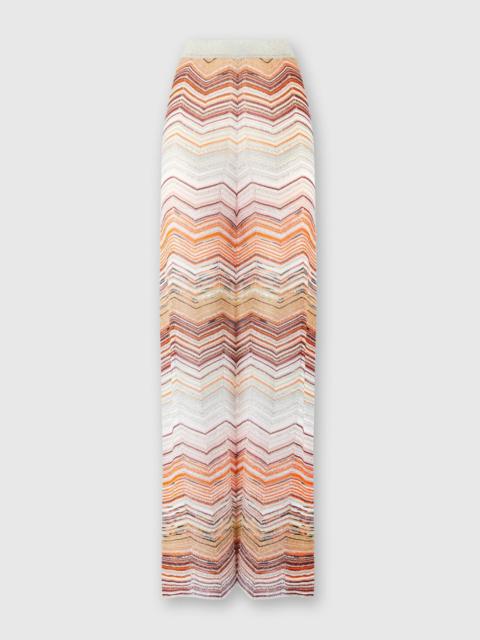 Palazzo chevron lamé trousers with sequins