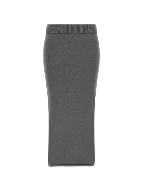 raw-edge pencil skirt