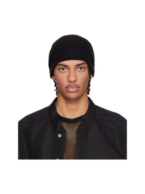 Black Temple Ribbed Beanie