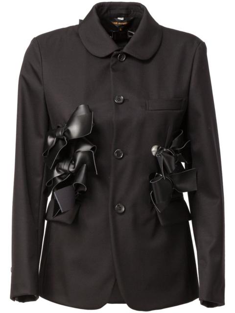 bow appliqué round collar blazer