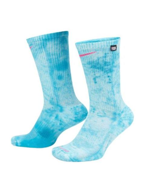 Nike Tie Dye Quick Dry Breathable Sports Socks Couple Style One Pair Blue DA5074-101