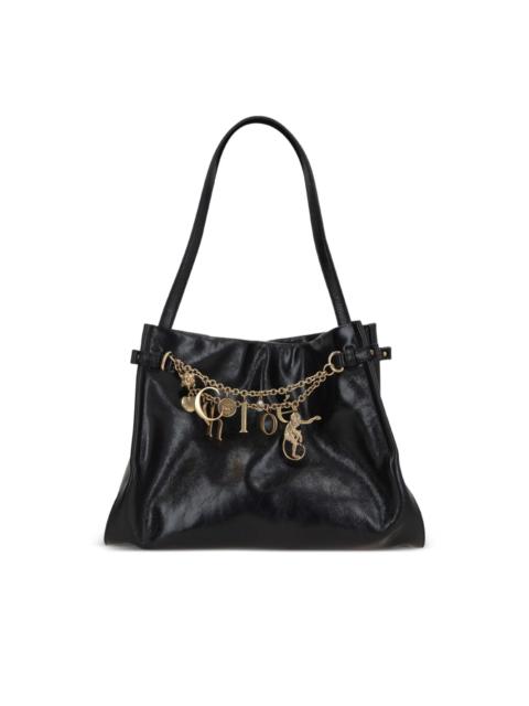 Charms embellished leather tote bag