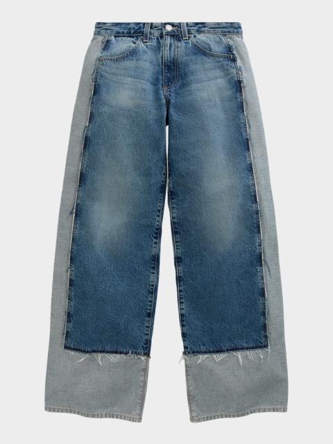 Adria Wide-Leg Colorblock Rigid Denim Jeans
