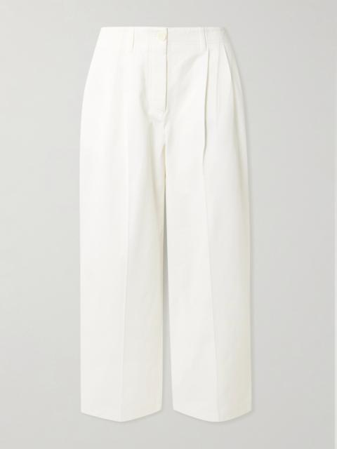 Pleated Cotton-twill Wide-leg Pants