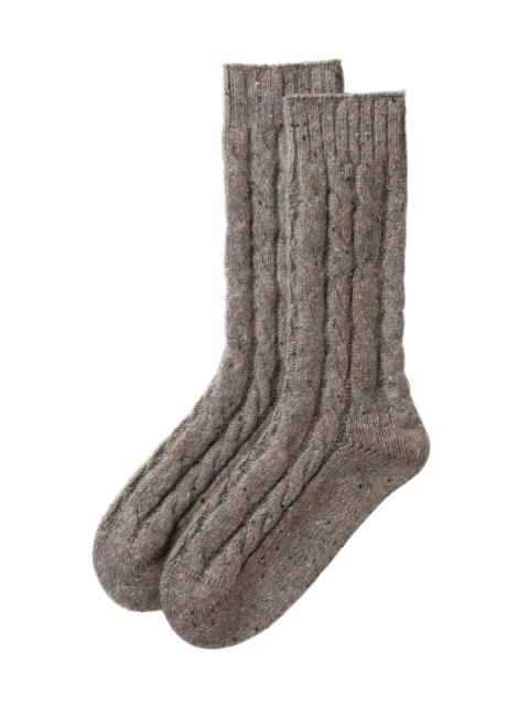 Cashmere Donegal Cable Grey Socks