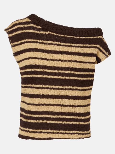 Micah striped cotton-blend top