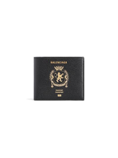 Men's Passport Square Folded Wallet in Black