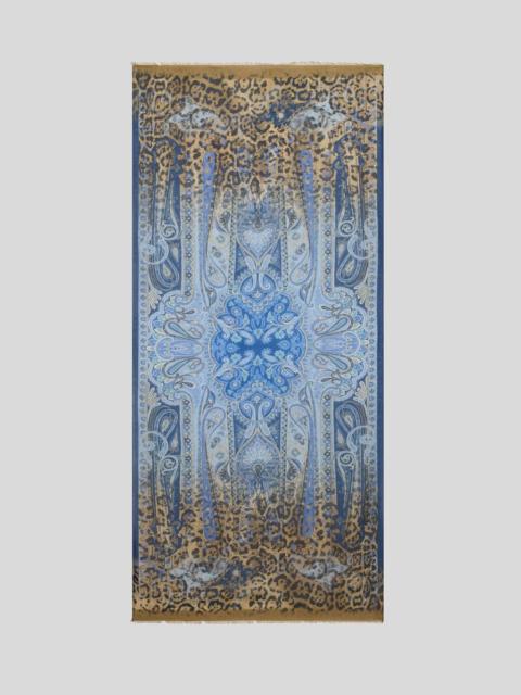 WOOL-BLEND SCARF WITH DEGRADÉ ANIMAL MOTIF