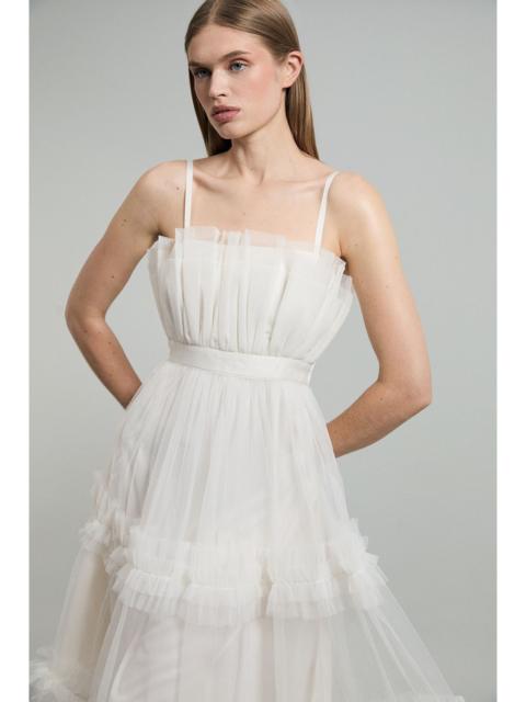 Tulle Bandeau Tiered Midi Dress