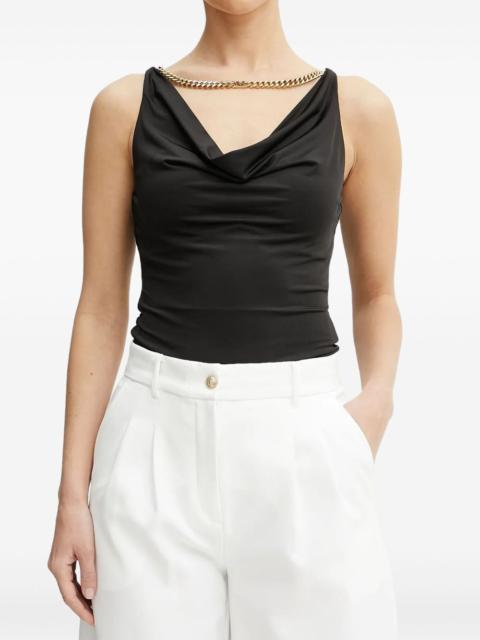 chain-detail cowl-neck top