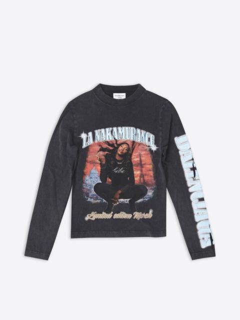 Balenciaga Music Aya Nakamura Merch Long Sleeve Stretch Top in Black